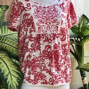 Laura Scott red and white top